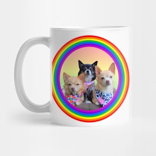 Three Chihuahuas wearing bandanas Mug